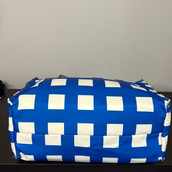 Kate Spade Purse Berry Street Elise Tote Bag Blue White Shoulder Gingham Nylon - Picture 5 of 12